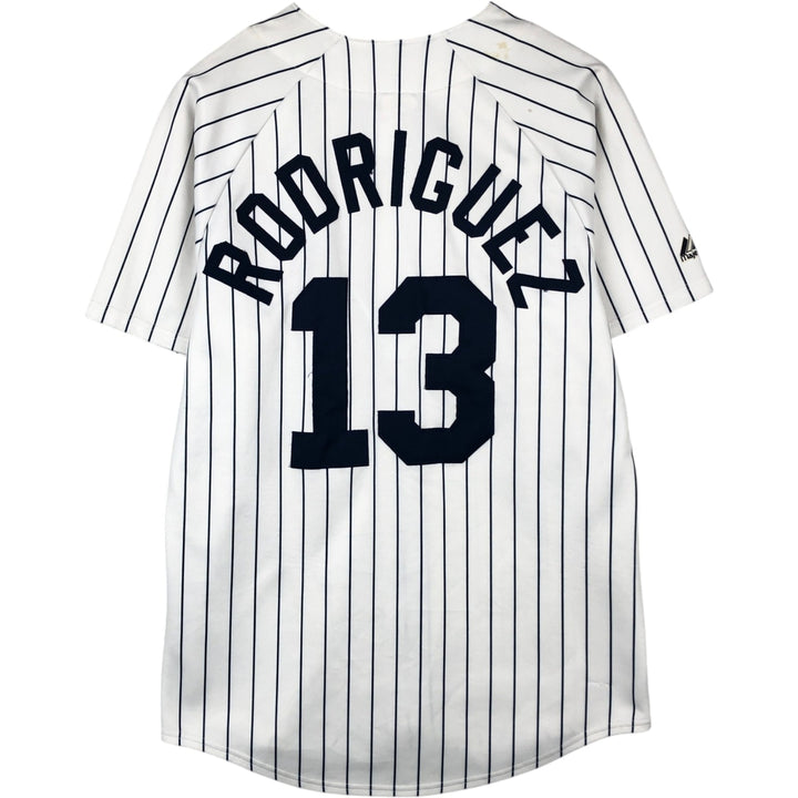 90s-00'S Majestic MLB New York Yankees Stripe Pattern Game Shirt Baseball Shirt Men's Size M (approx.) polyester white type Vintage Second Hand