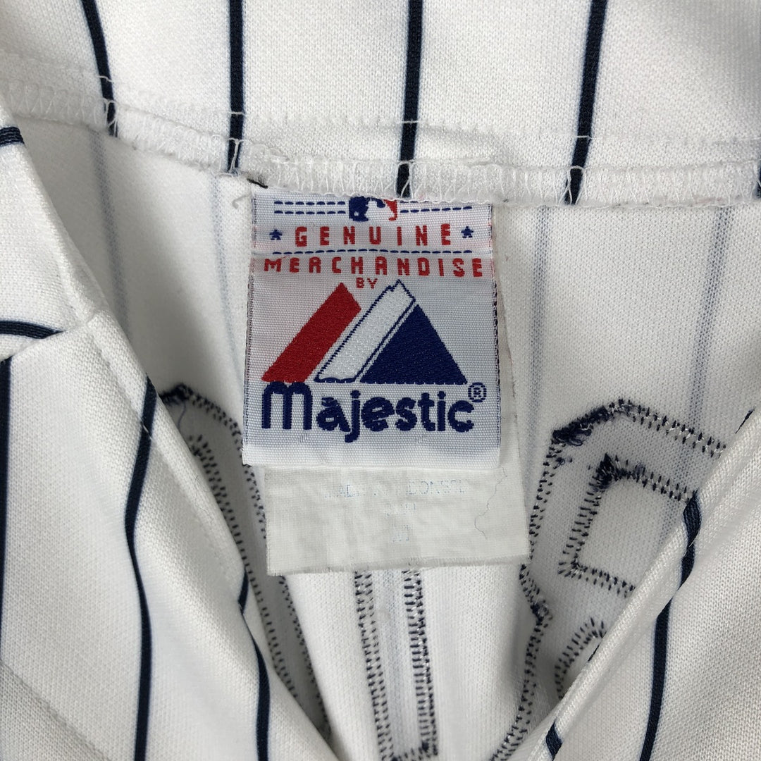 90s-00'S Majestic MLB New York Yankees Stripe Pattern Game Shirt Baseball Shirt Men's Size M (approx.) polyester white type Vintage Second Hand