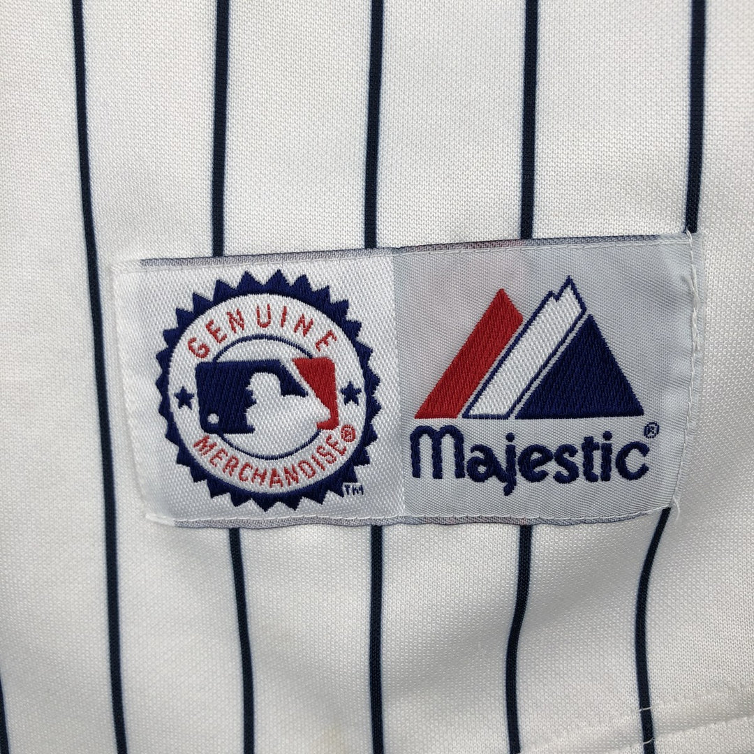 90s-00'S Majestic MLB New York Yankees Stripe Pattern Game Shirt Baseball Shirt Men's Size M (approx.) polyester white type Vintage Second Hand