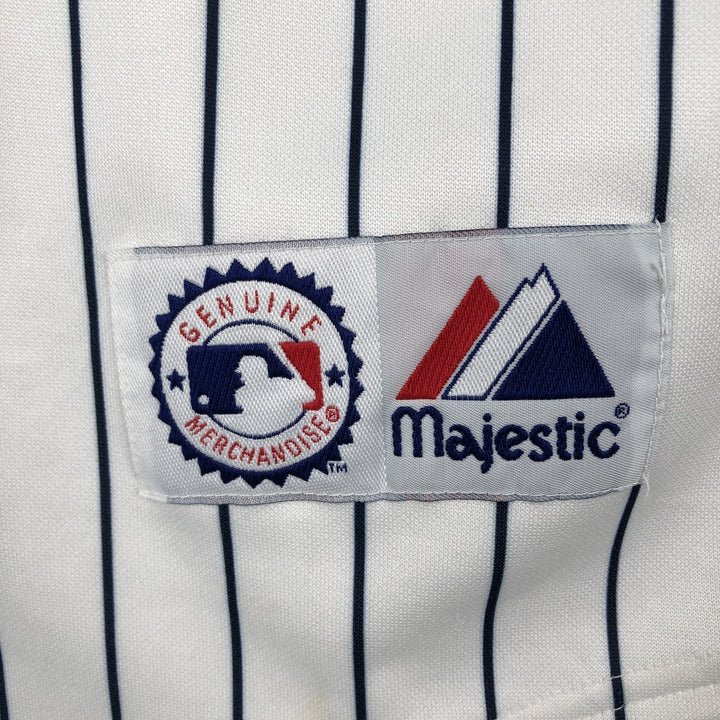 90s-00'S Majestic MLB New York Yankees Stripe Pattern Game Shirt Baseball Shirt Men's Size M (approx.) polyester white type Vintage Second Hand