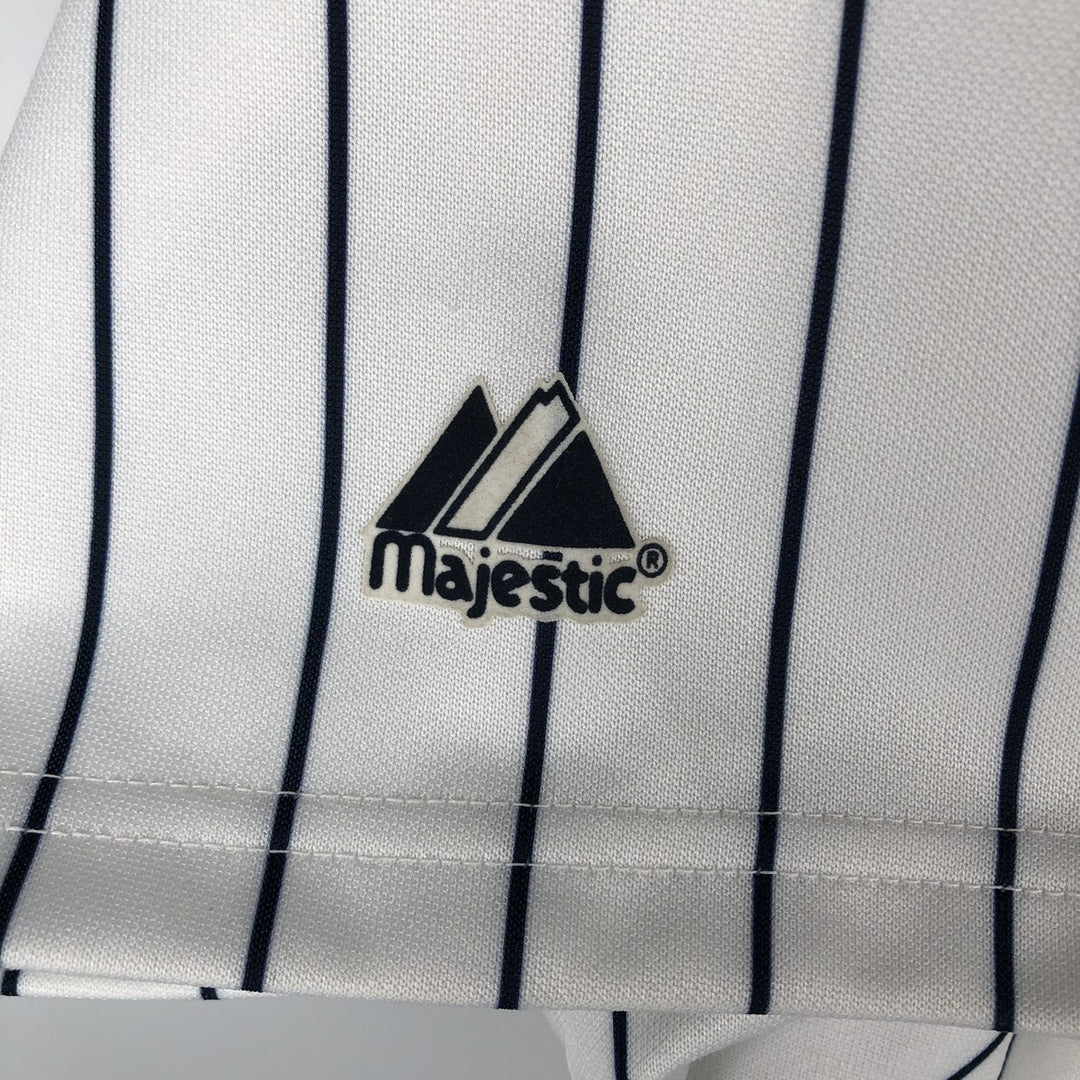 90s-00'S Majestic MLB New York Yankees Stripe Pattern Game Shirt Baseball Shirt Men's Size M (approx.) polyester white type Vintage Second Hand
