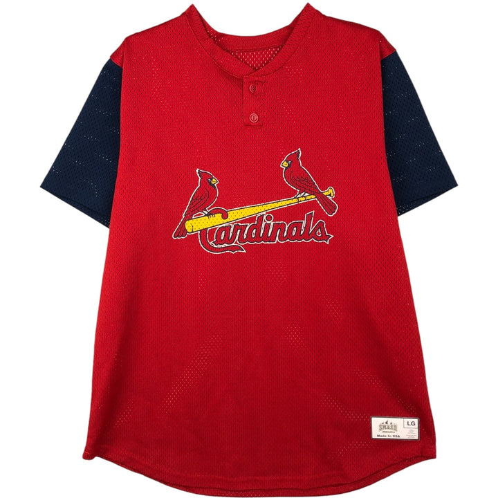 SMASH Athletics MLB St. Louis Cardinals Henley Neck Mesh Game Shirt Baseball Shirt Men's Size L (approx.) Nylon red type Vintage Second Hand