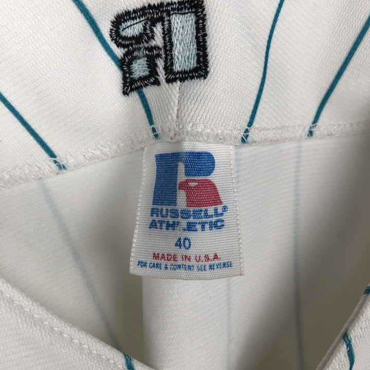 80s-90'S Russell MLB Florida Marlins Stripe Pattern Sleeveless Game Shirt Baseball Shirt Men's Size S (approx.) polyester white type Vintage Second Hand