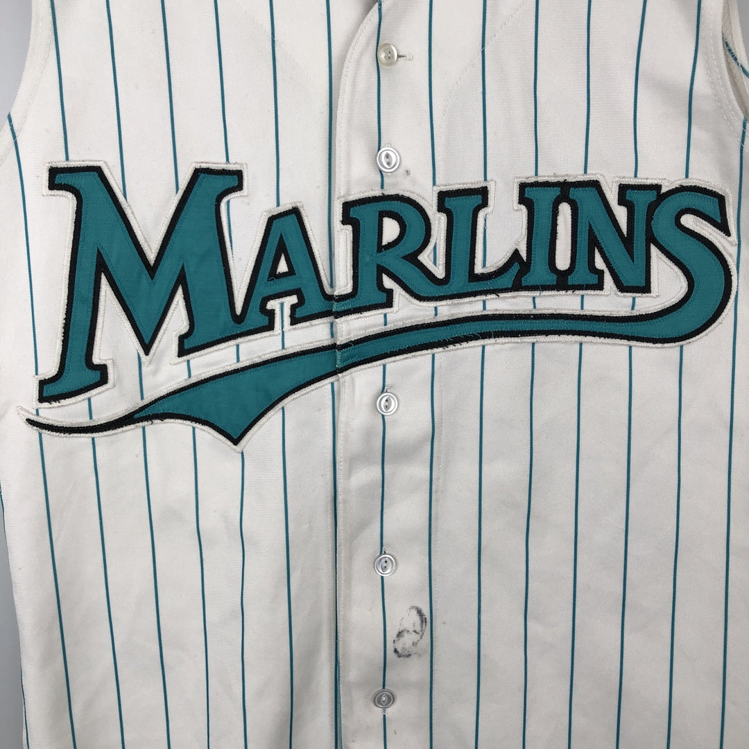 80s-90'S Russell MLB Florida Marlins Stripe Pattern Sleeveless Game Shirt Baseball Shirt Men's Size S (approx.) polyester white type Vintage Second Hand