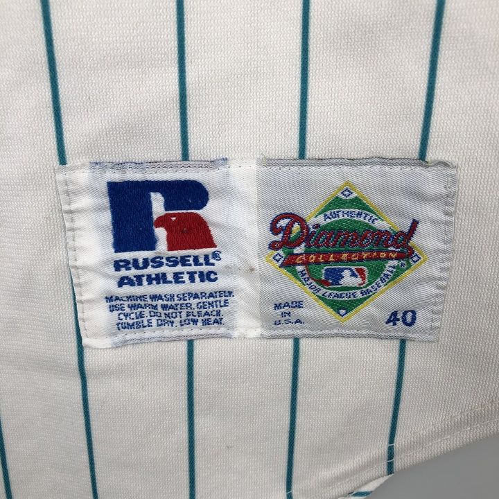 80s-90'S Russell MLB Florida Marlins Stripe Pattern Sleeveless Game Shirt Baseball Shirt Men's Size S (approx.) polyester white type Vintage Second Hand