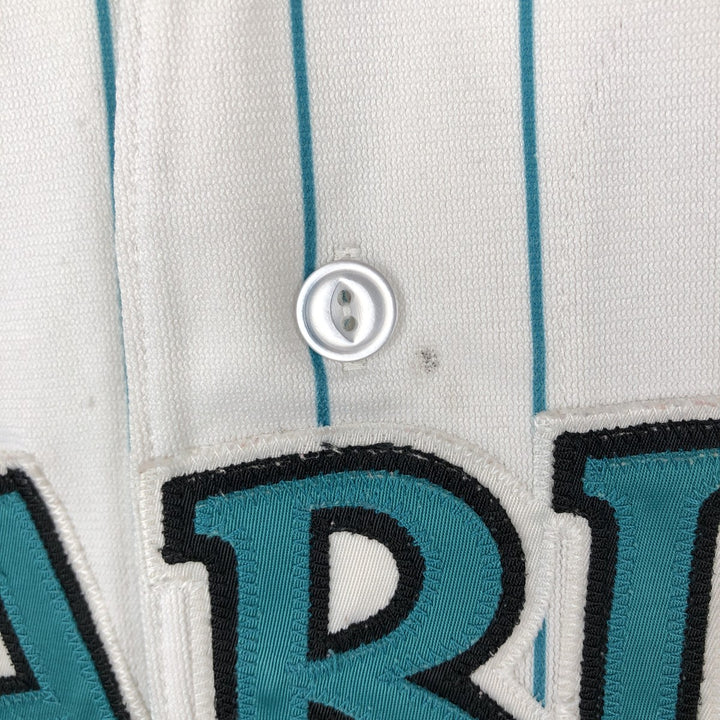 80s-90'S Russell MLB Florida Marlins Stripe Pattern Sleeveless Game Shirt Baseball Shirt Men's Size S (approx.) polyester white type Vintage Second Hand