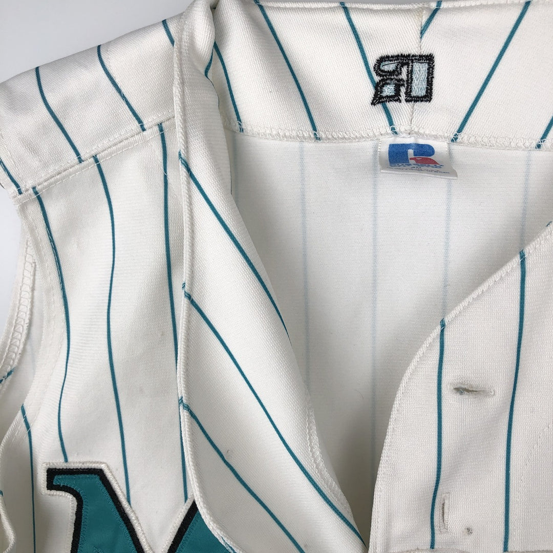 80s-90'S Russell MLB Florida Marlins Stripe Pattern Sleeveless Game Shirt Baseball Shirt Men's Size S (approx.) polyester white type Vintage Second Hand