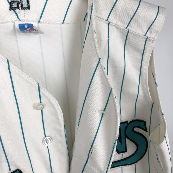 80s-90'S Russell MLB Florida Marlins Stripe Pattern Sleeveless Game Shirt Baseball Shirt Men's Size S (approx.) polyester white type Vintage Second Hand