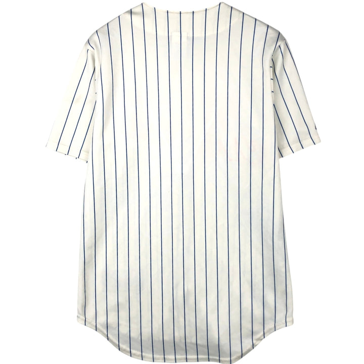 Majestic MLB NEW YORK METS Stripe Pattern Game Shirt Baseball Shirt Made in USA Men's Size S polyester white type Vintage Second Hand