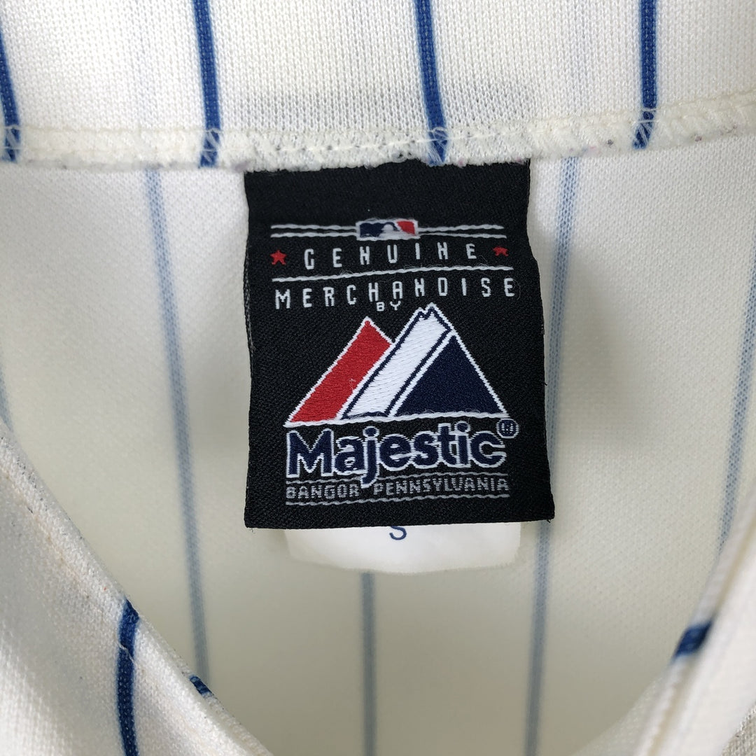 Majestic MLB NEW YORK METS Stripe Pattern Game Shirt Baseball Shirt Made in USA Men's Size S polyester white type Vintage Second Hand