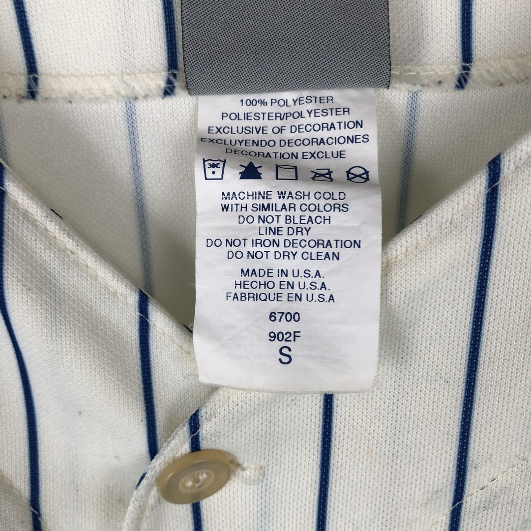 Majestic MLB NEW YORK METS Stripe Pattern Game Shirt Baseball Shirt Made in USA Men's Size S polyester white type Vintage Second Hand