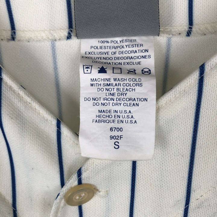 Majestic MLB NEW YORK METS Stripe Pattern Game Shirt Baseball Shirt Made in USA Men's Size S polyester white type Vintage Second Hand