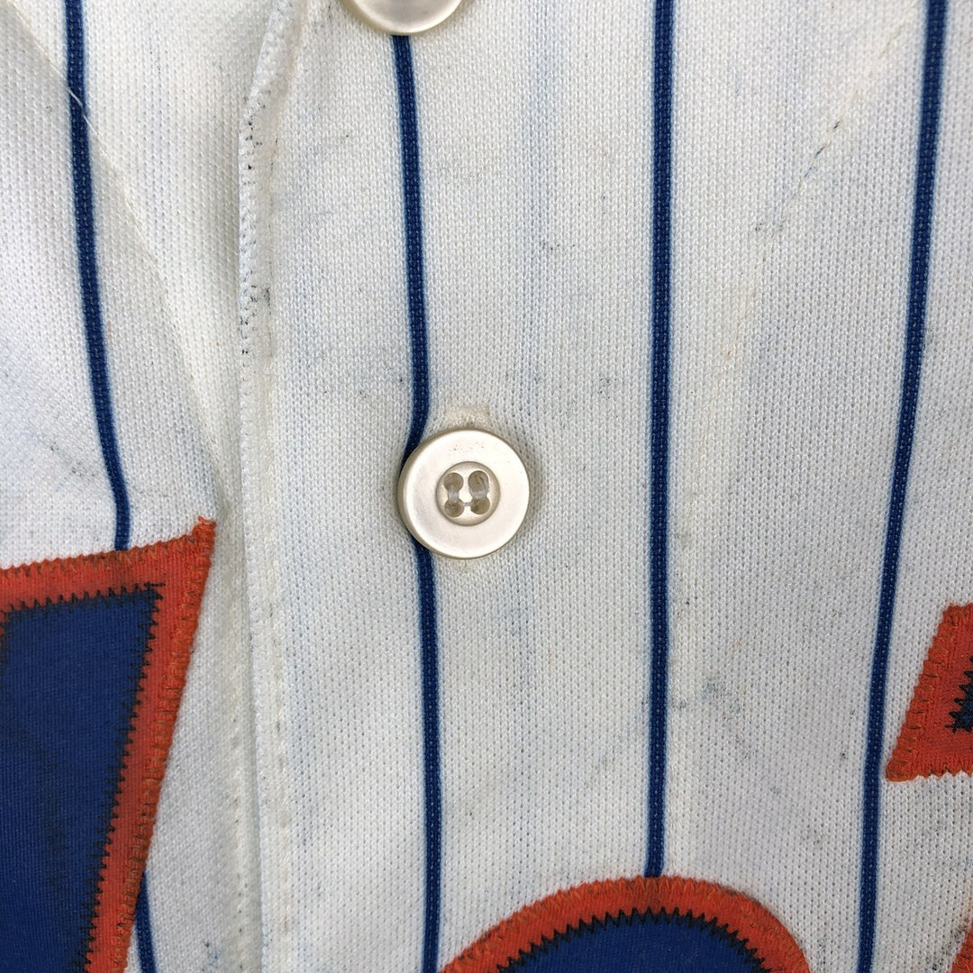 Majestic MLB NEW YORK METS Stripe Pattern Game Shirt Baseball Shirt Made in USA Men's Size S polyester white type Vintage Second Hand