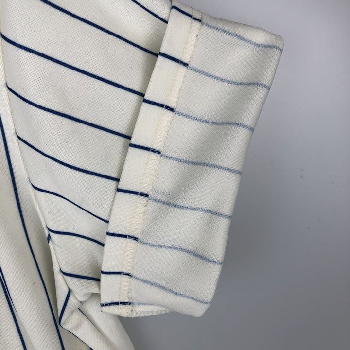 Majestic MLB NEW YORK METS Stripe Pattern Game Shirt Baseball Shirt Made in USA Men's Size S polyester white type Vintage Second Hand