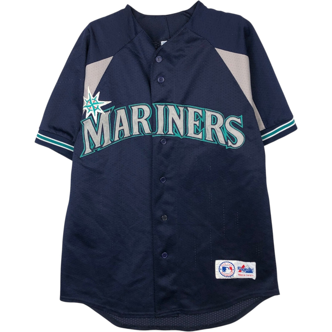 90'S Majestic MLB Seattle Mariners Mesh Game Shirt Baseball Shirt Made in USA Men's Size M (approx.) polyester navy blue type Vintage Second Hand