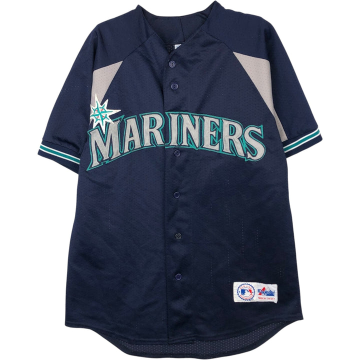 90'S Majestic MLB Seattle Mariners Mesh Game Shirt Baseball Shirt Made in USA Men's Size M (approx.) polyester navy blue type Vintage Second Hand