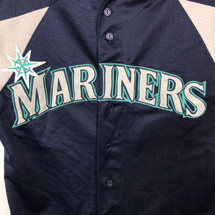 90'S Majestic MLB Seattle Mariners Mesh Game Shirt Baseball Shirt Made in USA Men's Size M (approx.) polyester navy blue type Vintage Second Hand