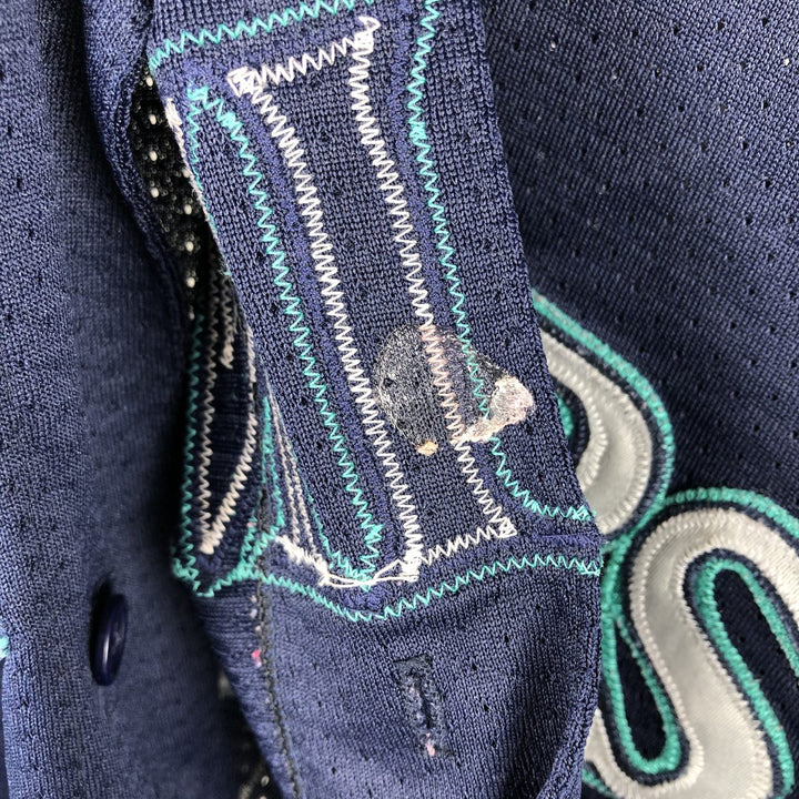90'S Majestic MLB Seattle Mariners Mesh Game Shirt Baseball Shirt Made in USA Men's Size M (approx.) polyester navy blue type Vintage Second Hand