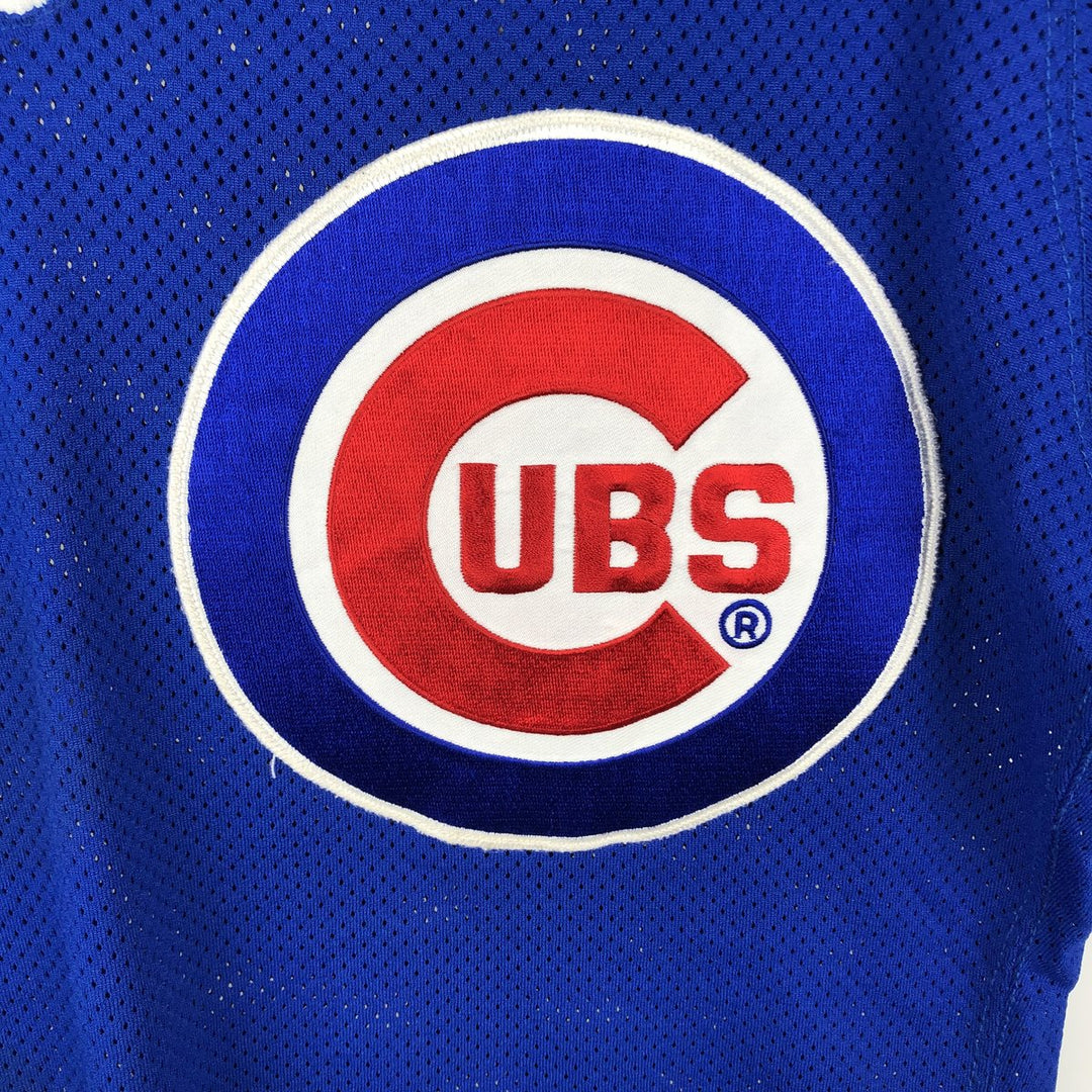 90'S Russell MLB Chicago Cubs V-neck Mesh Baseball T-Shirt, Made in USA, Men's Size M (approx.) Nylon blue type Vintage Second Hand