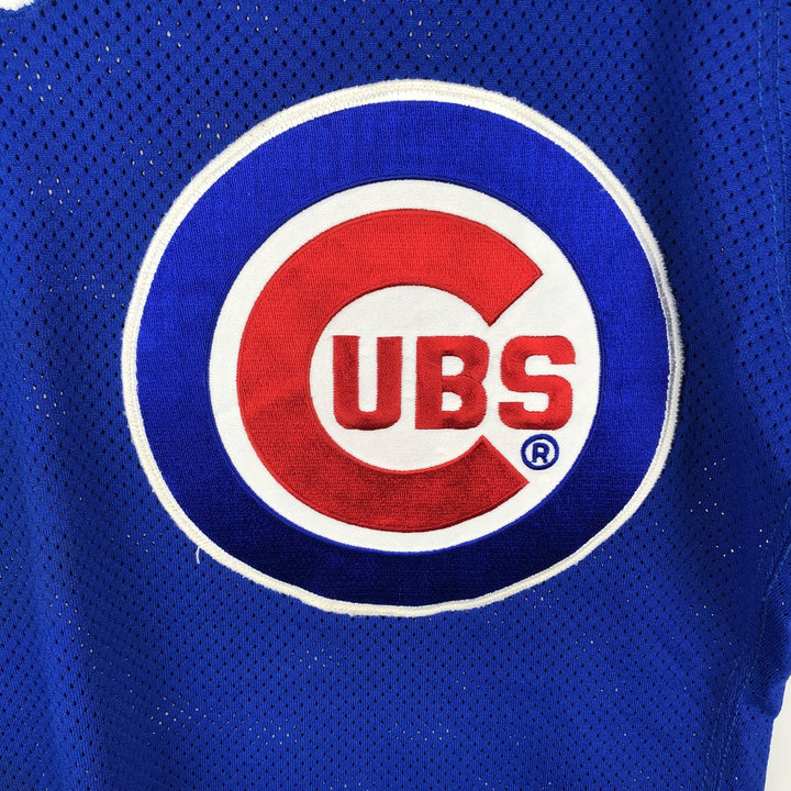 90'S Russell MLB Chicago Cubs V-neck Mesh Baseball T-Shirt, Made in USA, Men's Size M (approx.) Nylon blue type Vintage Second Hand