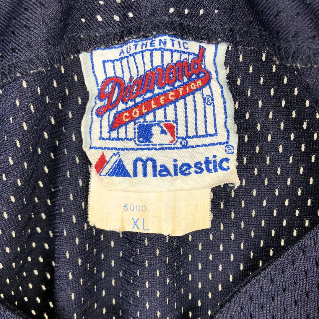 1990'S Majestic MLB Seattle Mariners Game Shirt Baseball Shirt Made in USA Men's XL (approx.) polyester navy blue type Vintage Second Hand