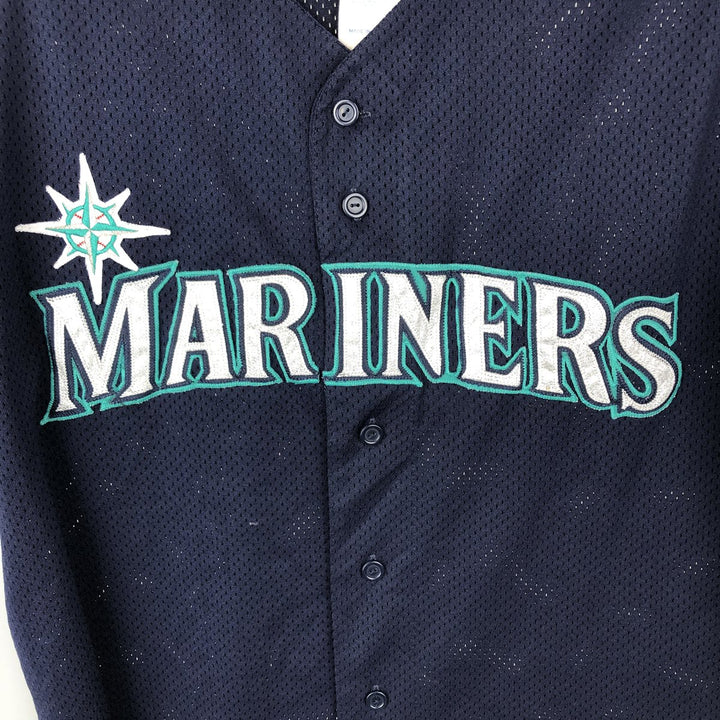 1990'S Majestic MLB Seattle Mariners Game Shirt Baseball Shirt Made in USA Men's XL (approx.) polyester navy blue type Vintage Second Hand
