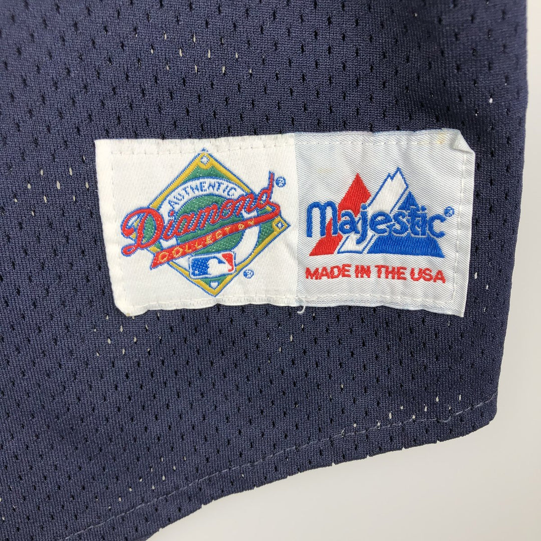 1990'S Majestic MLB Seattle Mariners Game Shirt Baseball Shirt Made in USA Men's XL (approx.) polyester navy blue type Vintage Second Hand
