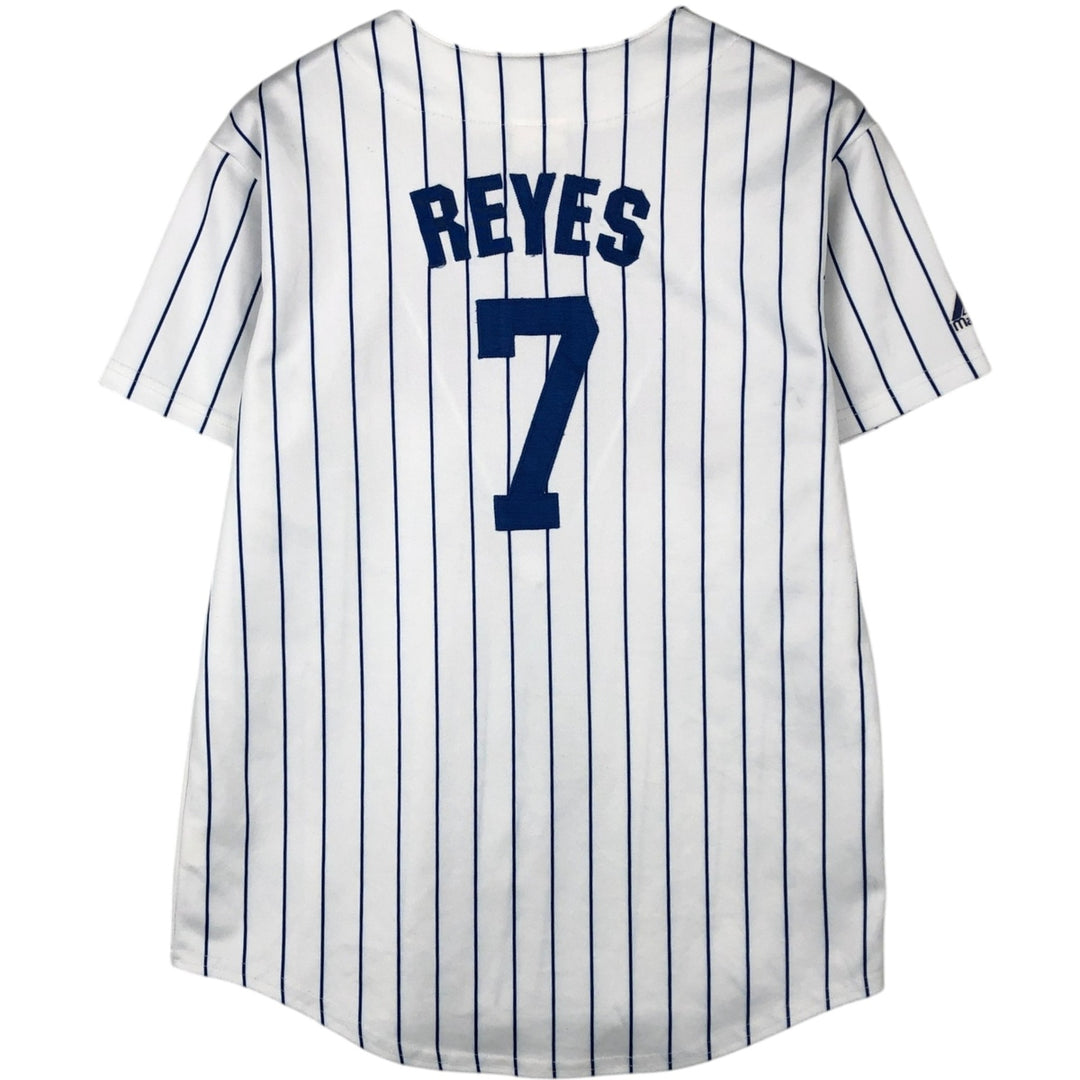 90s-00'S Majestic MLB New York Mets Stripe Pattern Game Shirt Baseball Shirt Men's Size S (approx.) unclear white type Vintage Second Hand