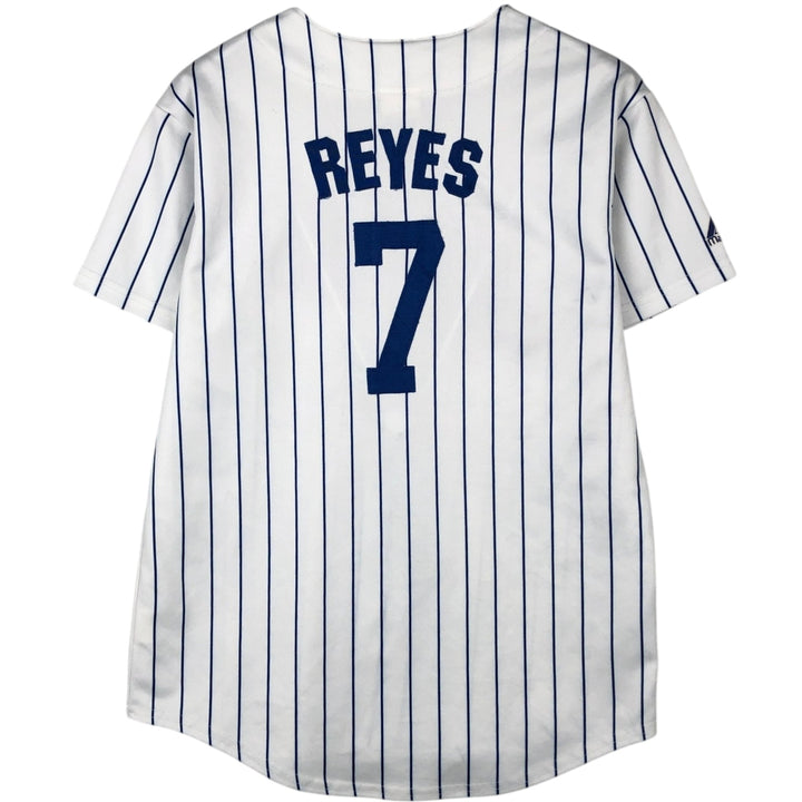 90s-00'S Majestic MLB New York Mets Stripe Pattern Game Shirt Baseball Shirt Men's Size S (approx.) unclear white type Vintage Second Hand