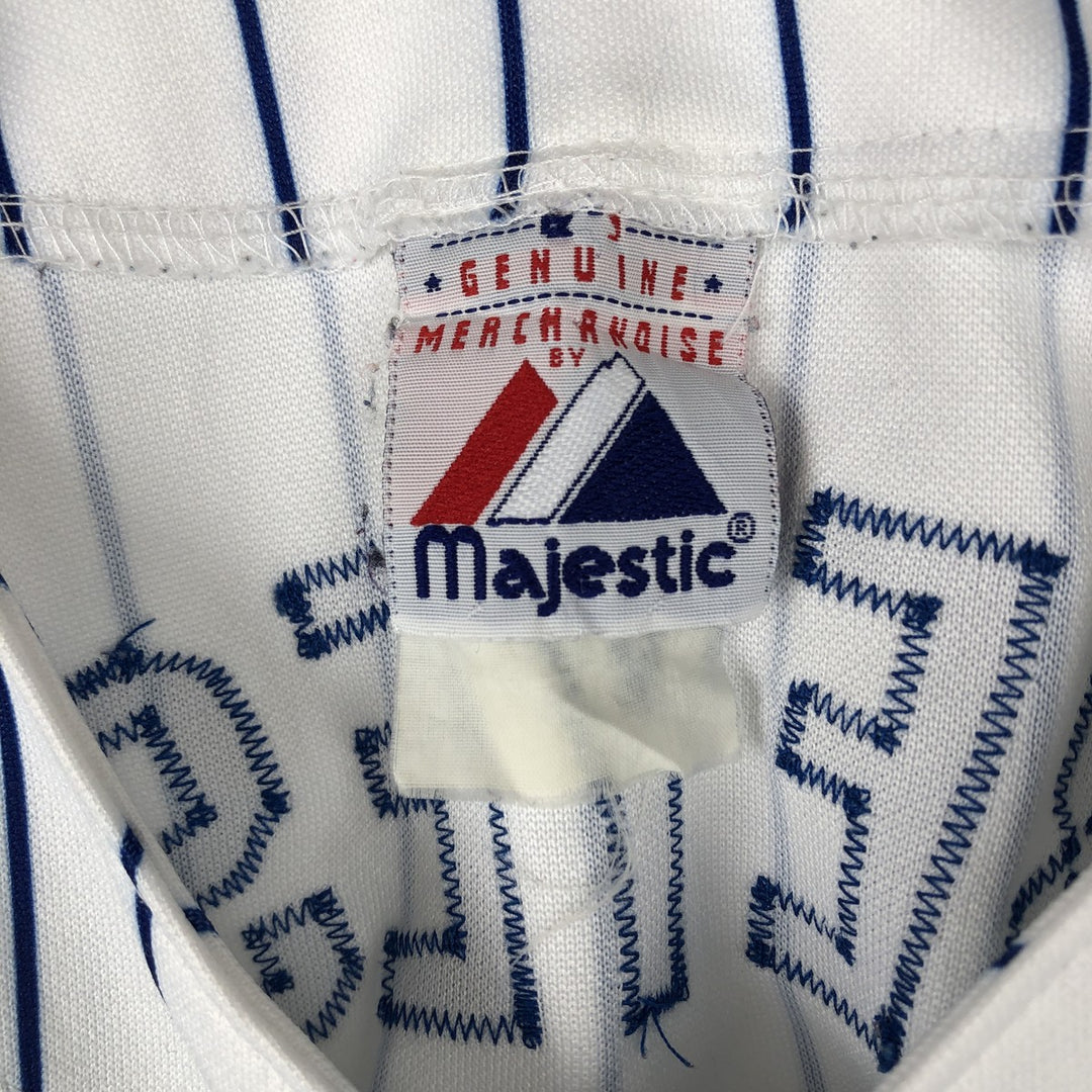 90s-00'S Majestic MLB New York Mets Stripe Pattern Game Shirt Baseball Shirt Men's Size S (approx.) unclear white type Vintage Second Hand