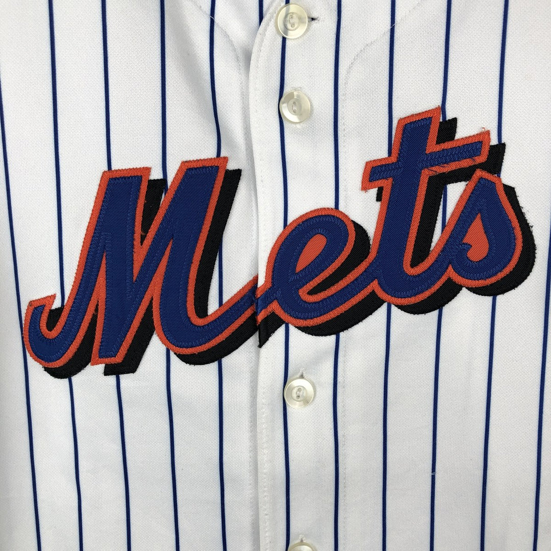 90s-00'S Majestic MLB New York Mets Stripe Pattern Game Shirt Baseball Shirt Men's Size S (approx.) unclear white type Vintage Second Hand