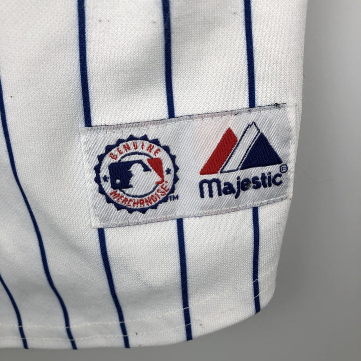 90s-00'S Majestic MLB New York Mets Stripe Pattern Game Shirt Baseball Shirt Men's Size S (approx.) unclear white type Vintage Second Hand