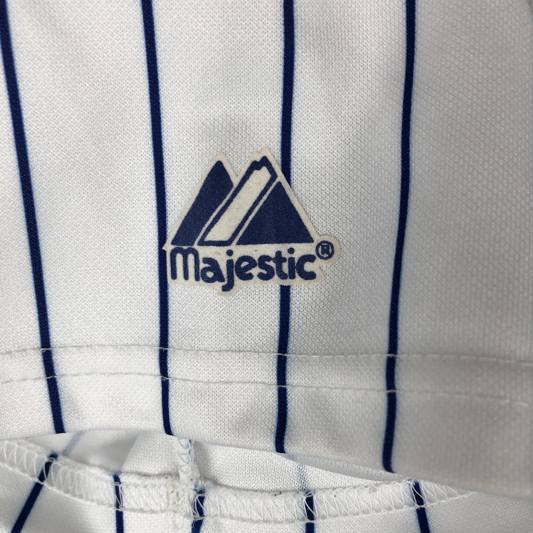 90s-00'S Majestic MLB New York Mets Stripe Pattern Game Shirt Baseball Shirt Men's Size S (approx.) unclear white type Vintage Second Hand