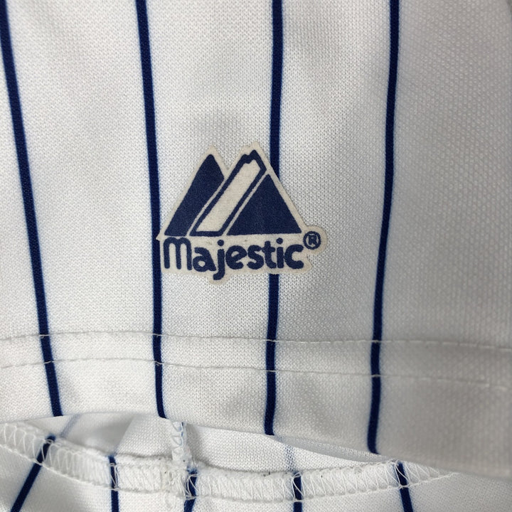 90s-00'S Majestic MLB New York Mets Stripe Pattern Game Shirt Baseball Shirt Men's Size S (approx.) unclear white type Vintage Second Hand