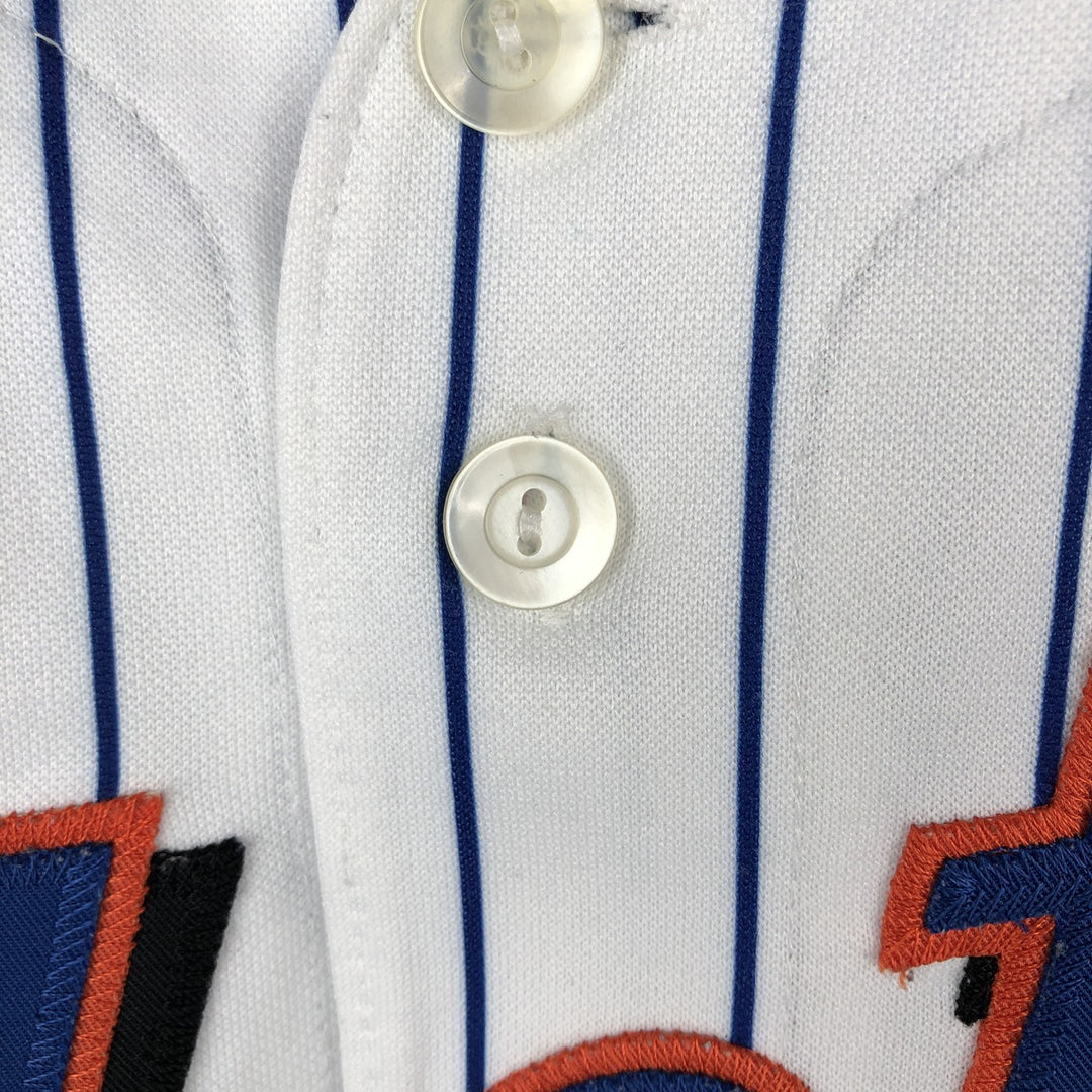 90s-00'S Majestic MLB New York Mets Stripe Pattern Game Shirt Baseball Shirt Men's Size S (approx.) unclear white type Vintage Second Hand