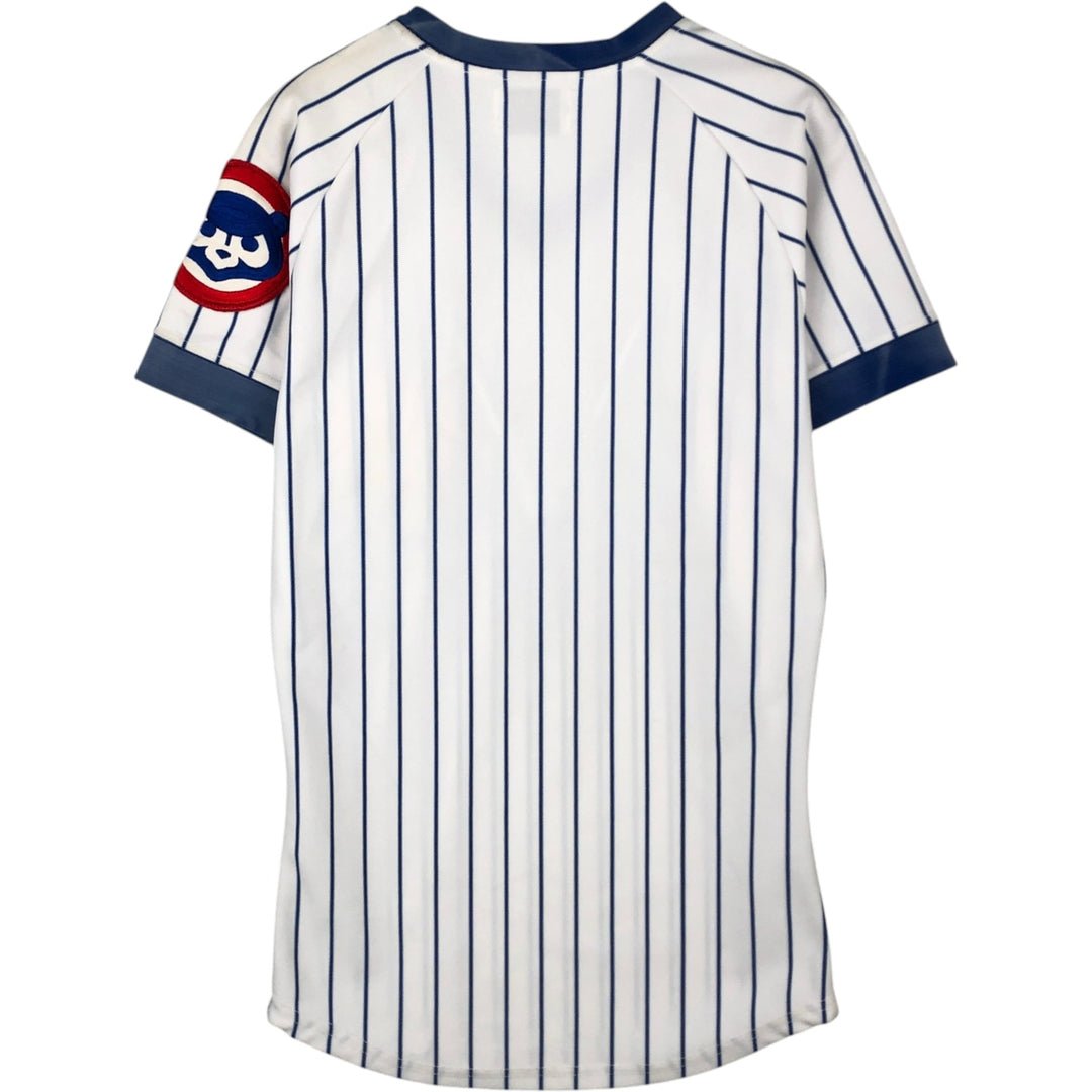 Sand-Knit MLB Chicago Cubs Stripe Pattern V-Neck Baseball T-Shirt, Men's Size S (Equivalent), Vintage polyester white type Vintage Second Hand