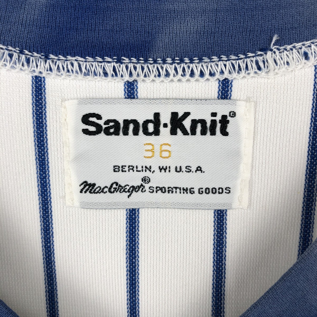 Sand-Knit MLB Chicago Cubs Stripe Pattern V-Neck Baseball T-Shirt, Men's Size S (Equivalent), Vintage polyester white type Vintage Second Hand