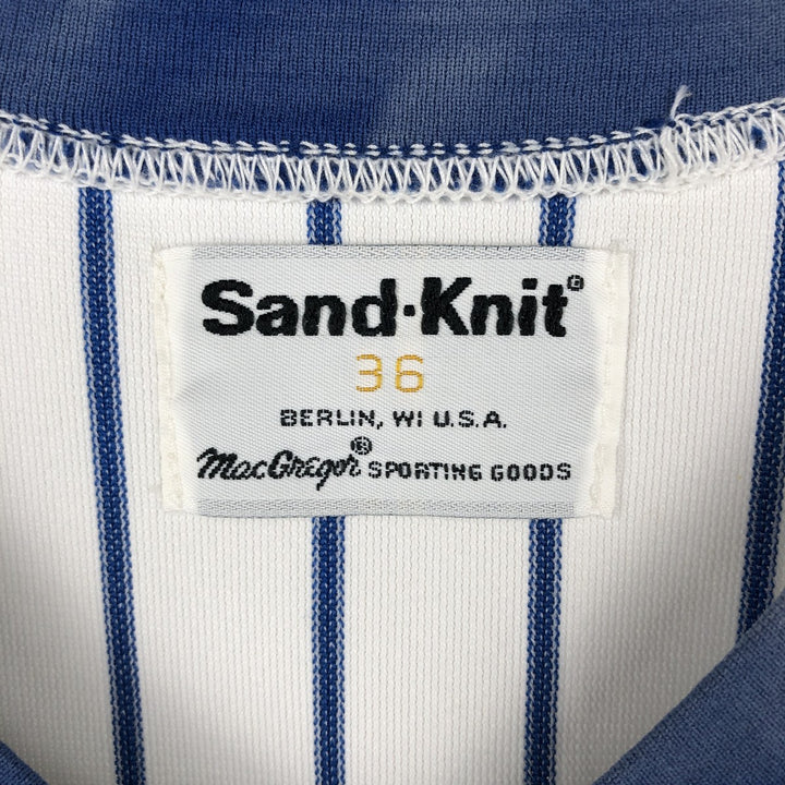 Sand-Knit MLB Chicago Cubs Stripe Pattern V-Neck Baseball T-Shirt, Men's Size S (Equivalent), Vintage polyester white type Vintage Second Hand