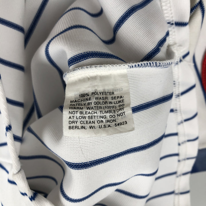 Sand-Knit MLB Chicago Cubs Stripe Pattern V-Neck Baseball T-Shirt, Men's Size S (Equivalent), Vintage polyester white type Vintage Second Hand
