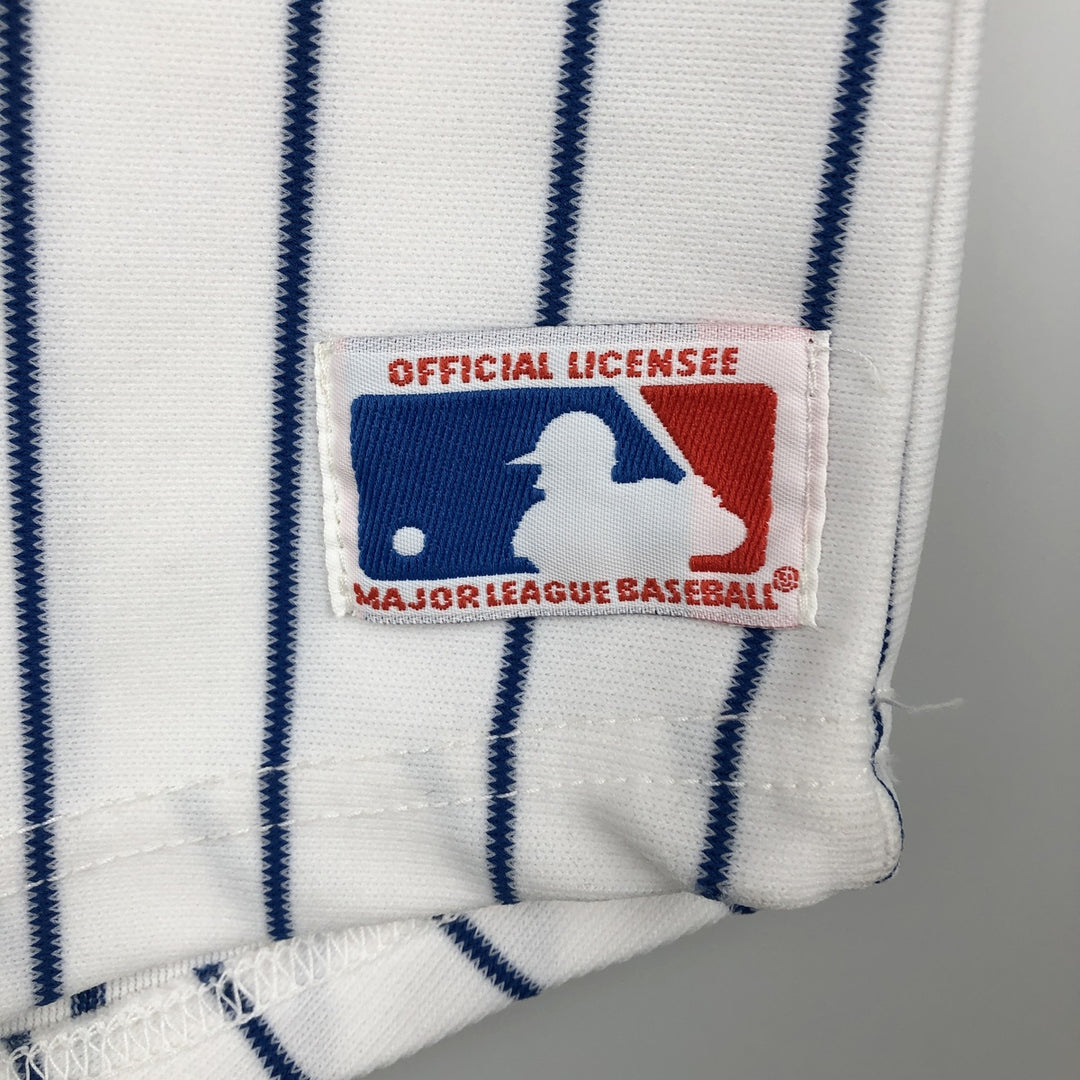 Sand-Knit MLB Chicago Cubs Stripe Pattern V-Neck Baseball T-Shirt, Men's Size S (Equivalent), Vintage polyester white type Vintage Second Hand