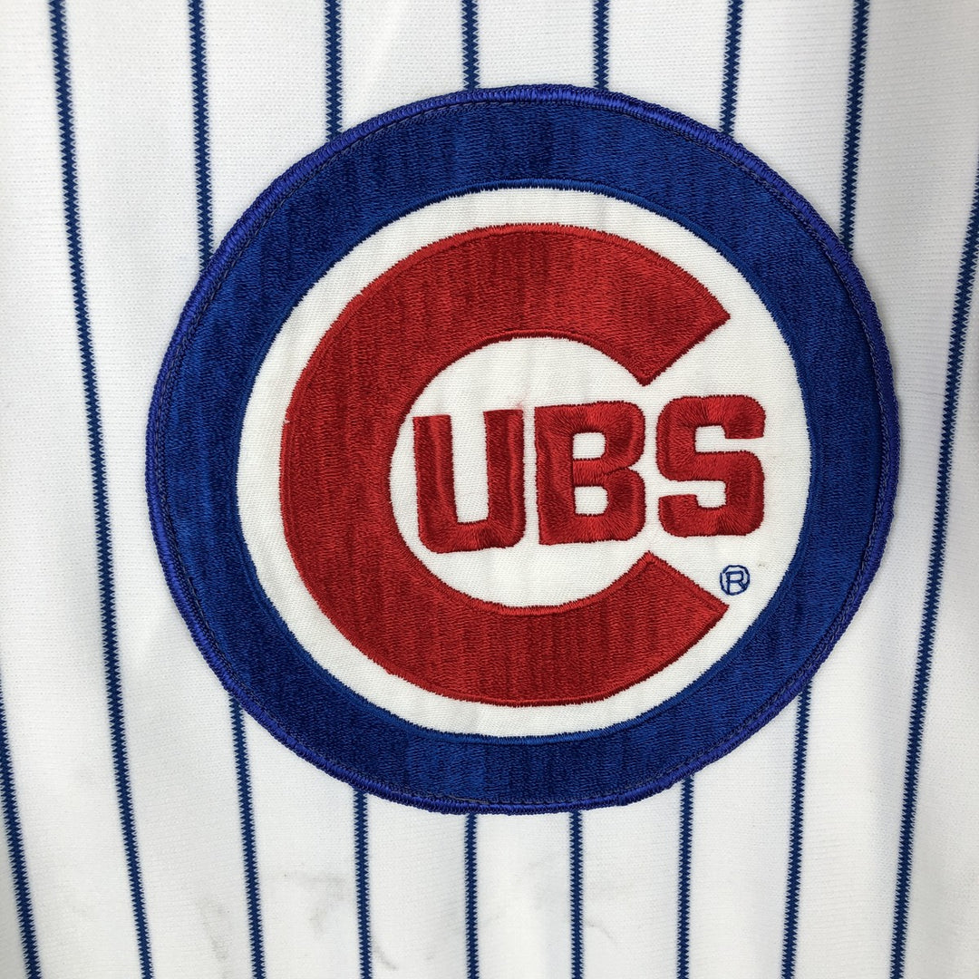 Sand-Knit MLB Chicago Cubs Stripe Pattern V-Neck Baseball T-Shirt, Men's Size S (Equivalent), Vintage polyester white type Vintage Second Hand