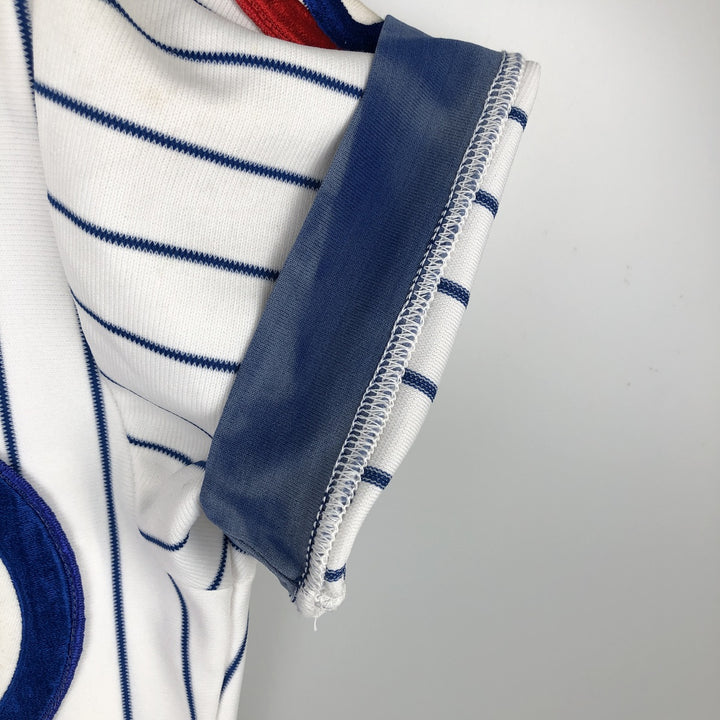 Sand-Knit MLB Chicago Cubs Stripe Pattern V-Neck Baseball T-Shirt, Men's Size S (Equivalent), Vintage polyester white type Vintage Second Hand