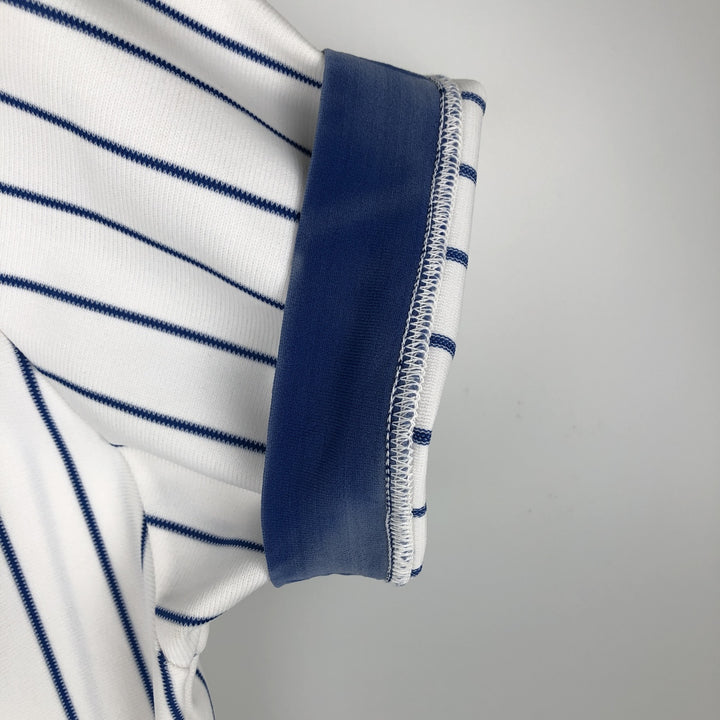 Sand-Knit MLB Chicago Cubs Stripe Pattern V-Neck Baseball T-Shirt, Men's Size S (Equivalent), Vintage polyester white type Vintage Second Hand