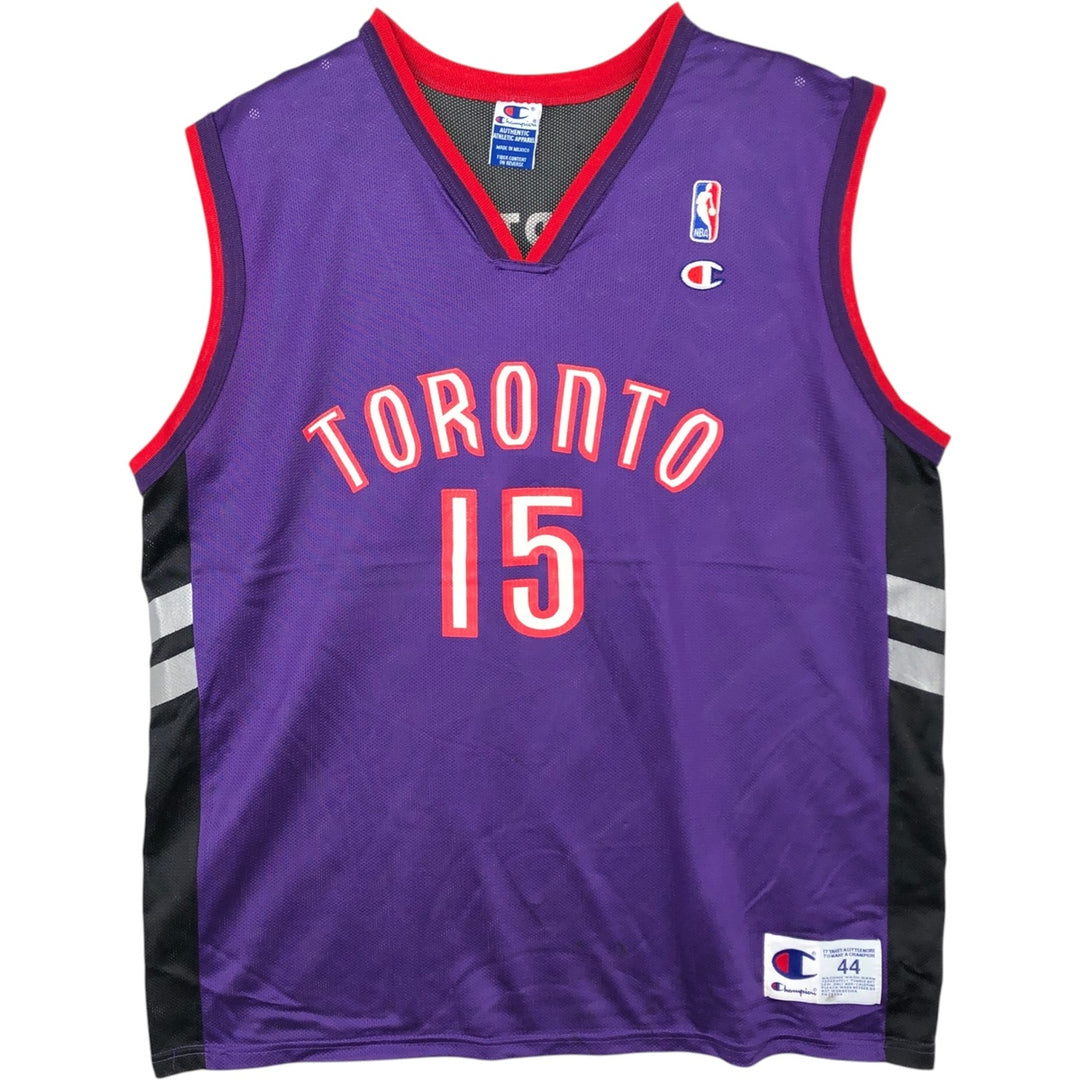 90'S Champion NBA Toronto Raptors V-neck Mesh Game Shirt Replica Uniform (Men's Size L) Nylon purple type Vintage Second Hand
