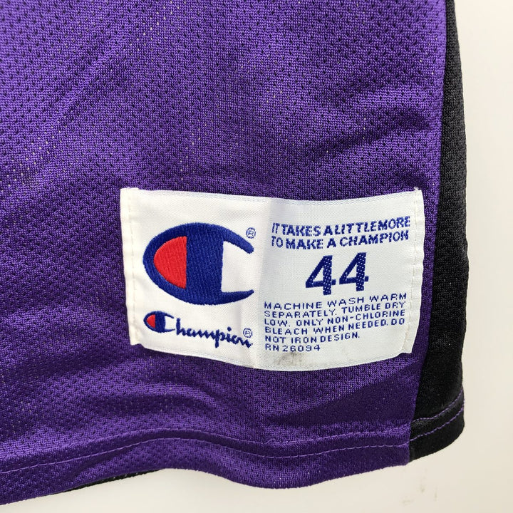 90'S Champion NBA Toronto Raptors V-neck Mesh Game Shirt Replica Uniform (Men's Size L) Nylon purple type Vintage Second Hand