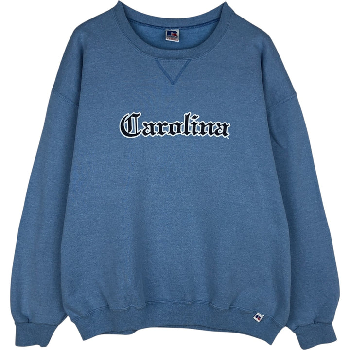 90s-00'S Russell Print Sweatshirt, Men's Size XL (Equivalent), Vintage cotton Blue type light blue Vintage Second Hand