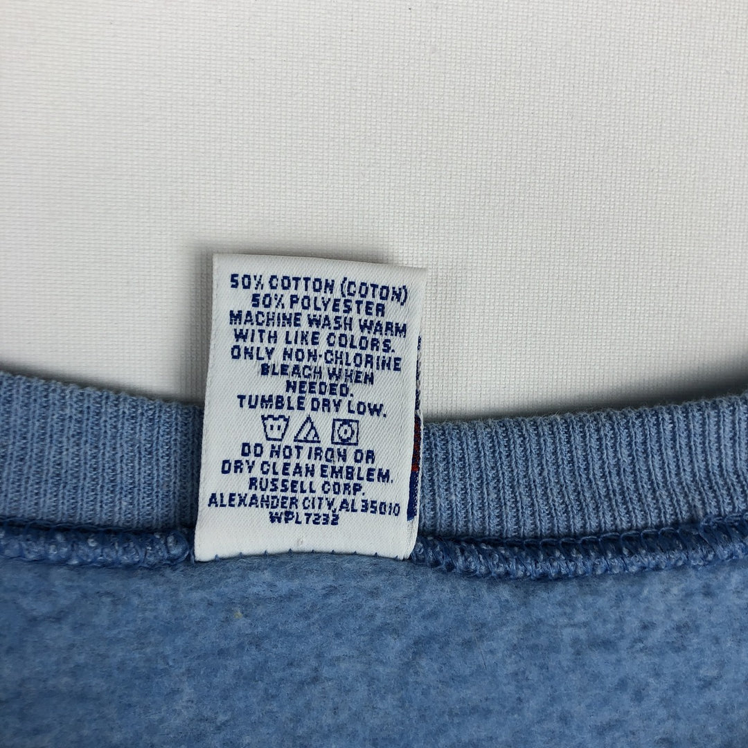 90s-00'S Russell Print Sweatshirt, Men's Size XL (Equivalent), Vintage cotton Blue type light blue Vintage Second Hand