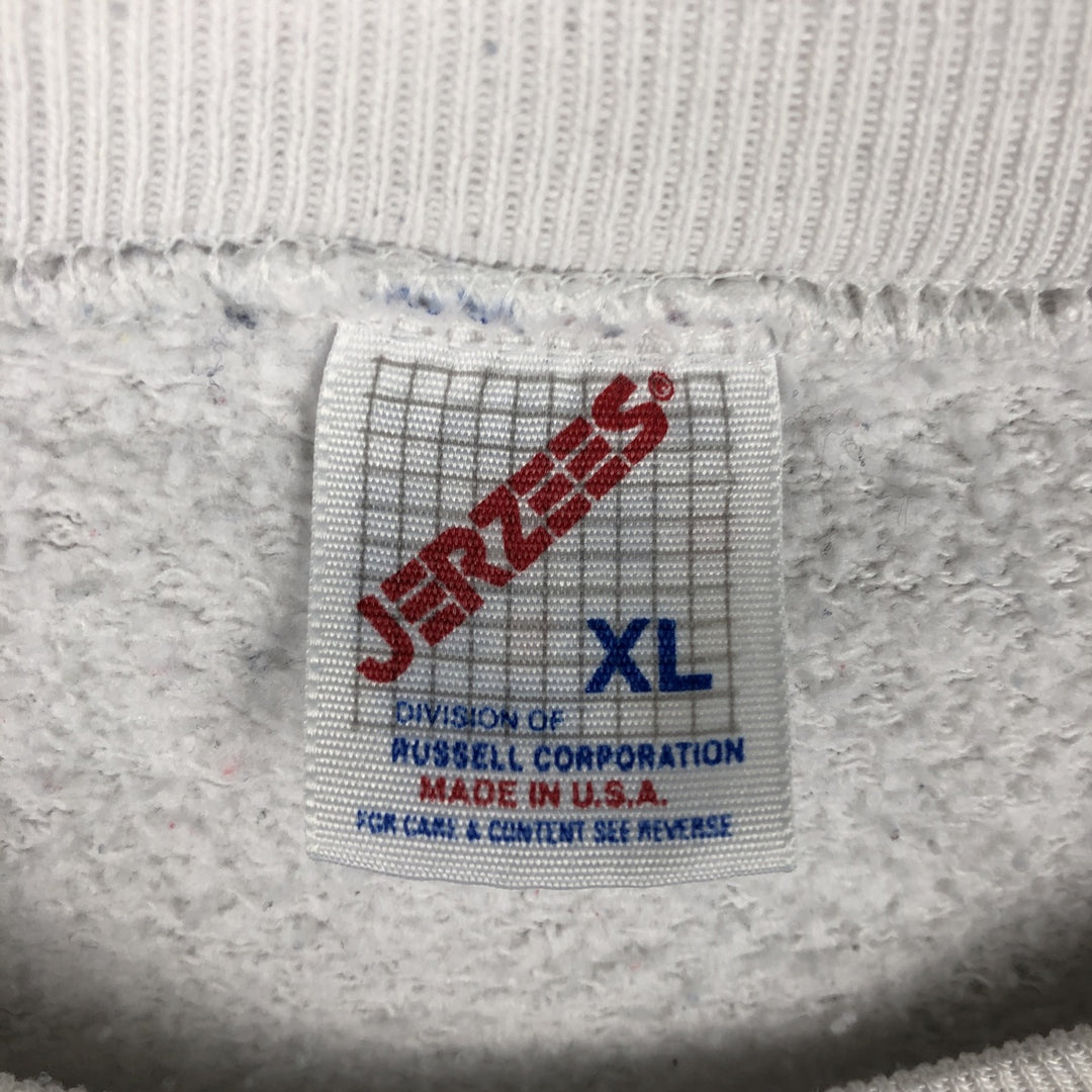 Vintage 80s-90'S Jerzees printed sweatshirt, sweatshirt, made in USA, men's XL size cotton white type Vintage Second Hand