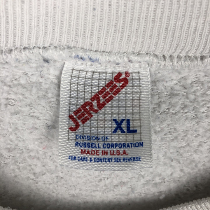 Vintage 80s-90'S Jerzees printed sweatshirt, sweatshirt, made in USA, men's XL size cotton white type Vintage Second Hand