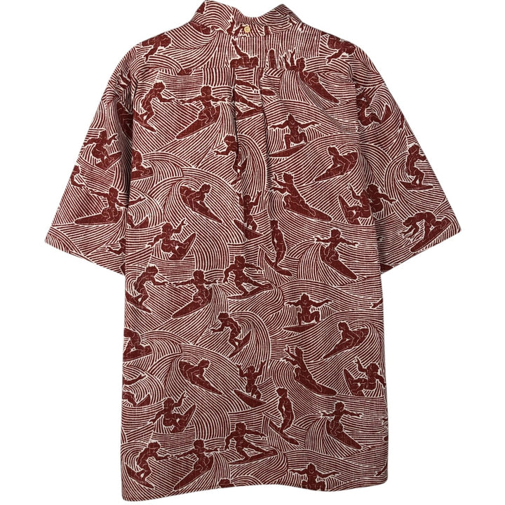 90'S Reyn Spooner Swimsuit Bikini Tag All-over Print Button-down Hawaiian Aloha Shirt Box Shirt Men's Size L (approx.) cotton red type reddish brown Vintage Second Hand